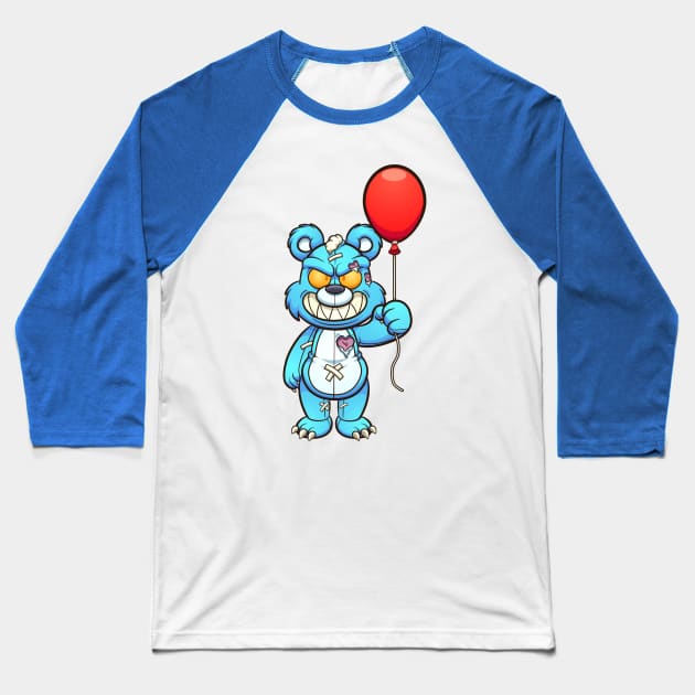 Crazy Clown Teddy Bear Baseball T-Shirt by HUNTINGisLIFE